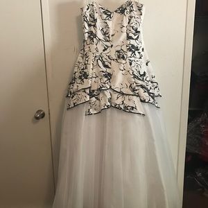 Strapless Black & White Tule Gown